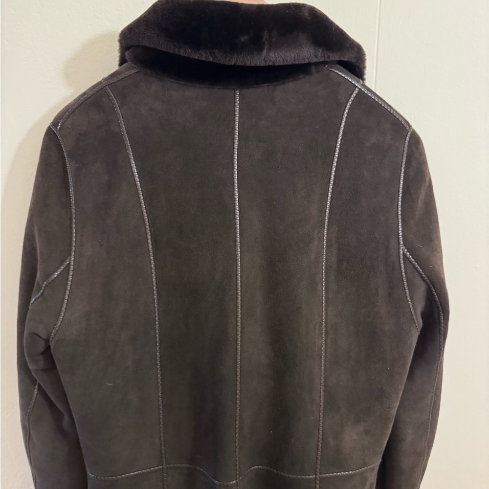 Brown Shearling Women's Coat - Picture 4 of 6
